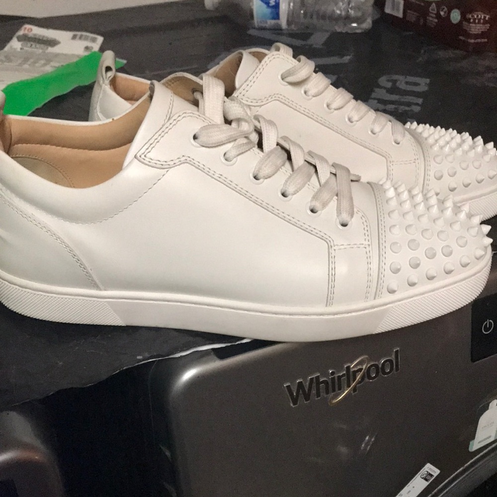Christian Louboutin White Spiked Sneakers